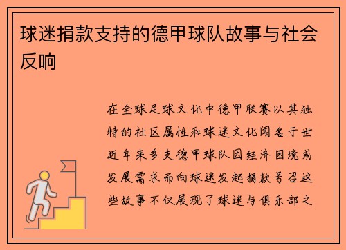 球迷捐款支持的德甲球队故事与社会反响