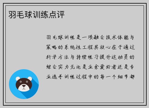 羽毛球训练点评